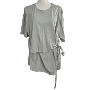Women's Korean Fashion Mint Asymmetrical Wrap Shirt Sz Onesize M/L